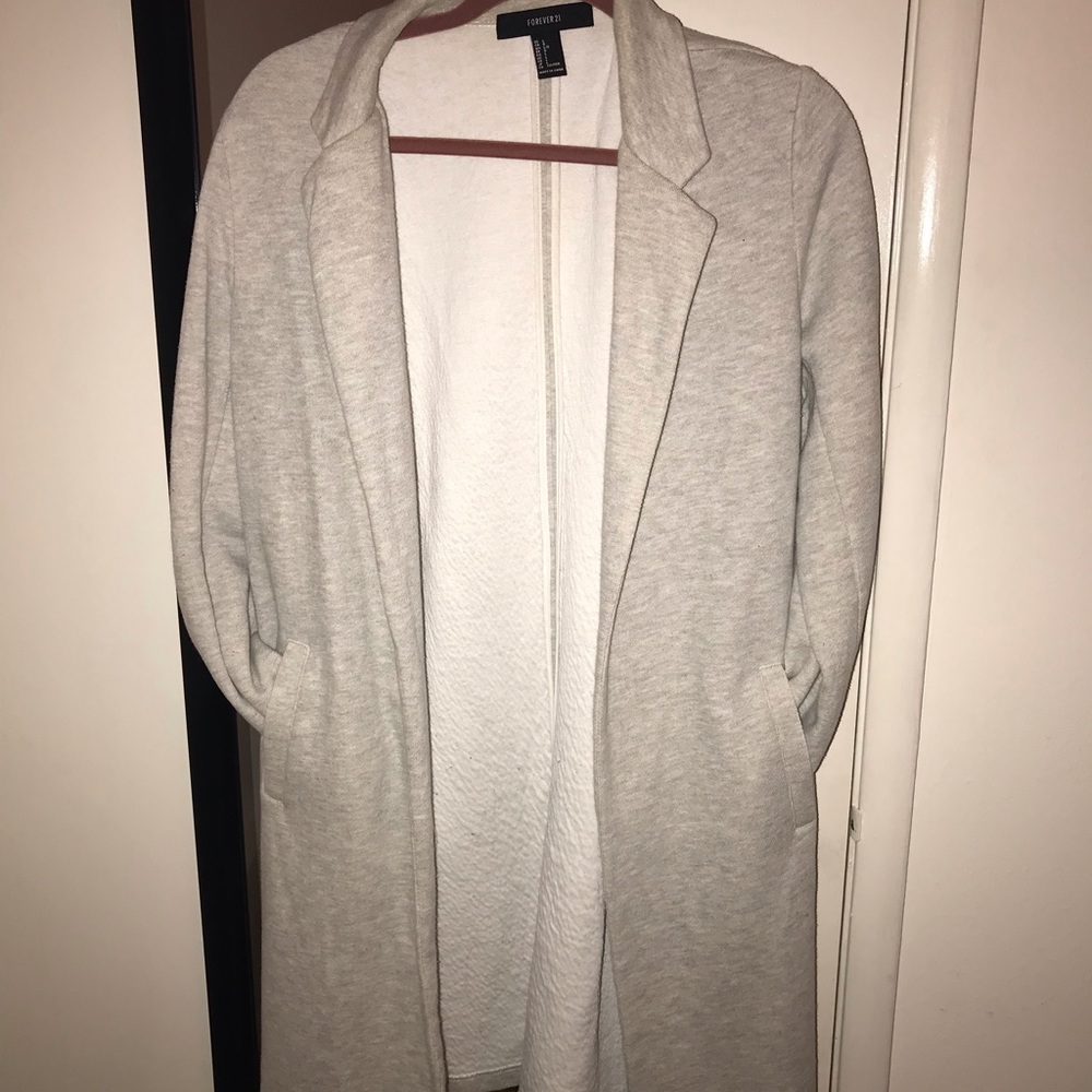 FOREVER21 Long Sweater Coat Grey Size L